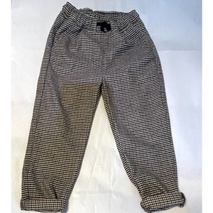 Zara Kids Houndstooth Brown Tie Waist Pants Size 4-5 NWT